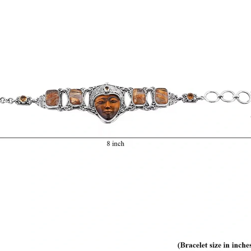 Sajen Sterling Bracelet with Brown Tiger’s Eye and Silver Accents